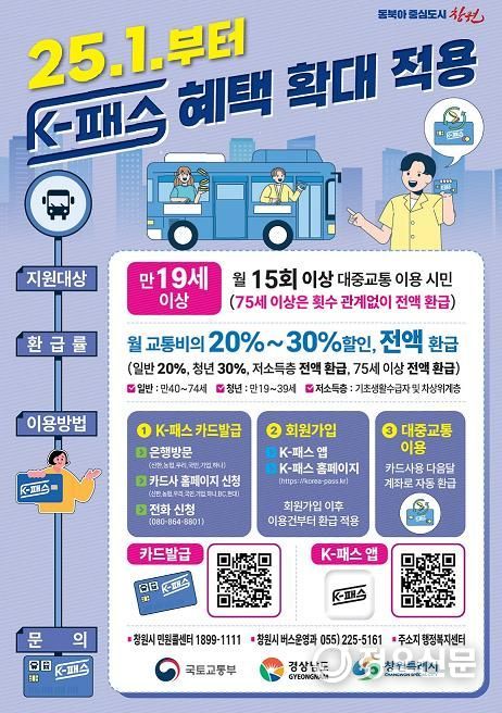창원특례시, K-패스 혜택 확대 최대 100% 환급