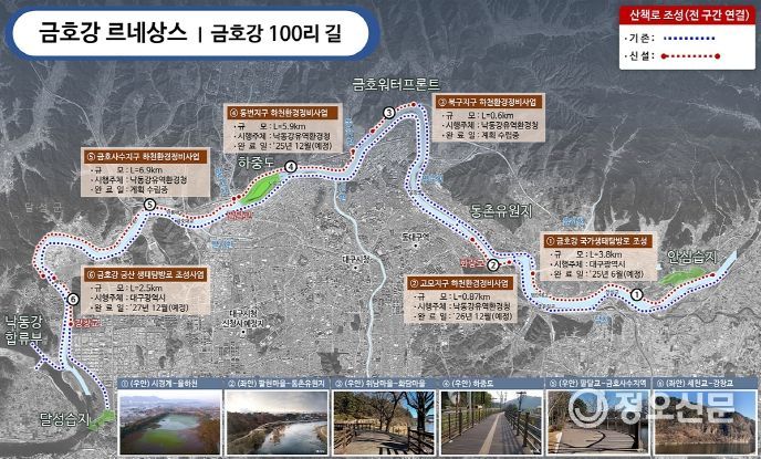 대구시 금호강 르네상스, 금호강 100리길을 잇다 금호강 르네상스 추진 2년 만에 금호강 100리길 연결 윤곽 드러나