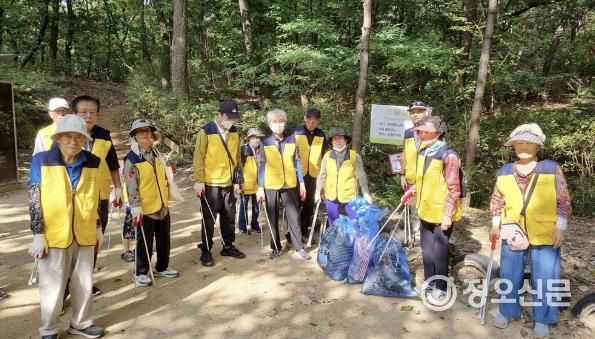 ‘도봉형 어르신 일자리 사업’ 참여 어르신들이 환경 정화 활동을 하고 있다.