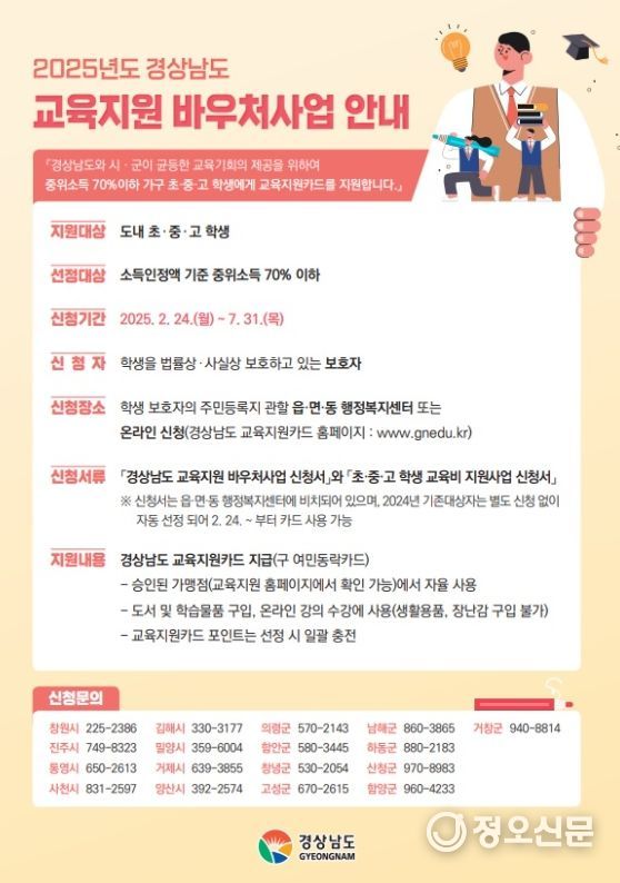 사천시, 2025년 경상남도 교육지원 바우처사업 추진
