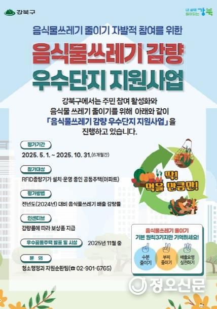 음식물쓰레기 감량 우수단지 지원사업 안내문