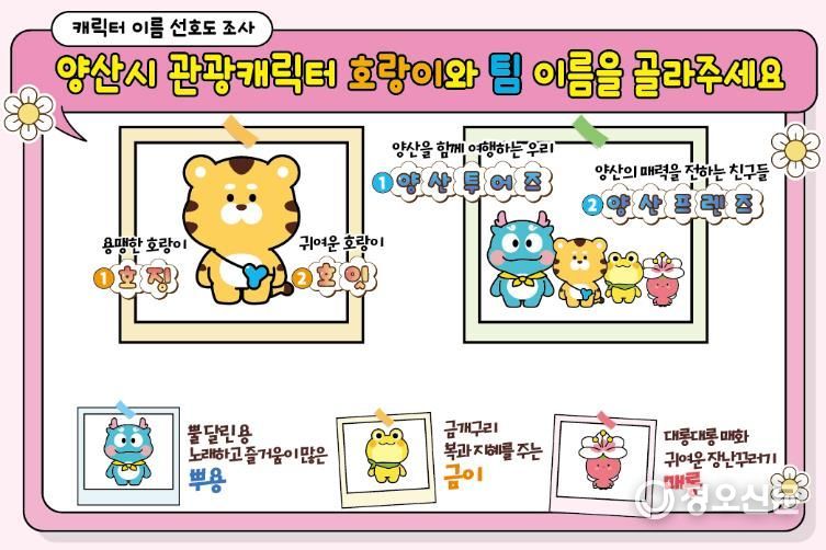 양산시, 관광캐릭터 네이밍 선호도 조사로 시민의견 수렴